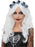 Day of the Dead Wig, White with Flowers