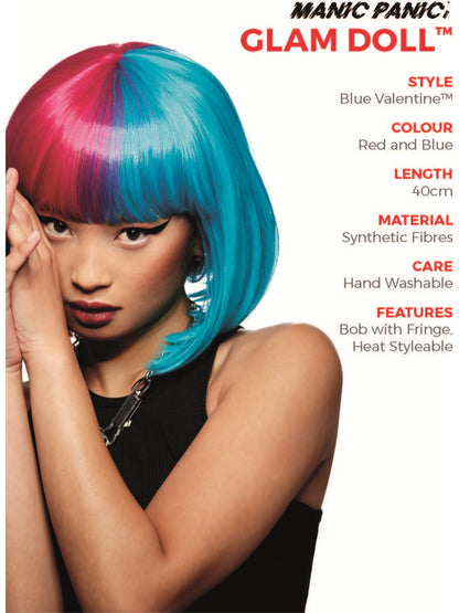 Manic Panic® Blue Valentine™ Glam Doll™ Wig Bob with Fringe, Heat Styleable