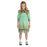 Creepy Girl costume with pale green dress, black neckline bow and distressed-look hem, size 10–12 years
