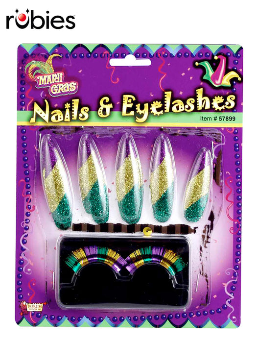 Mardi Gras Nails And Lashes Set