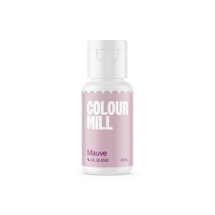 Colour Mill Mauve Oil Blend food colour in a 20ml bottle on a white background