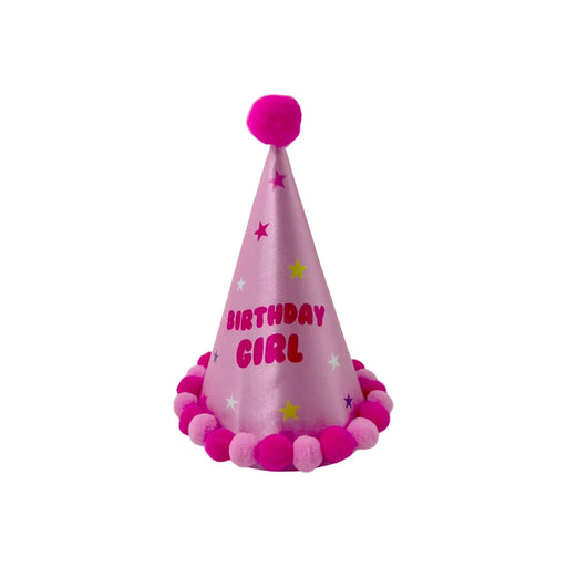 Pom Pom Party Hat - Pink Birthday Girl