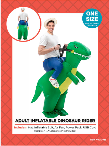Adult Inflatable Dinosaur Rider O/S