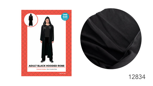 Adult Black Hooded Robe O/S