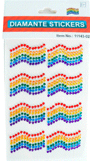 Rainbow Diamonte Wavy Flag Stickers