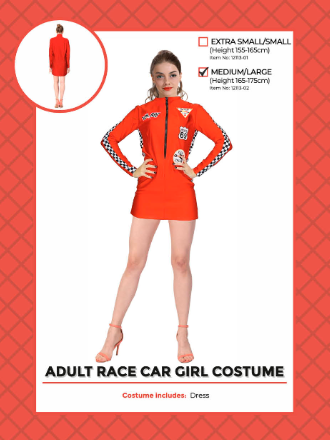 Adult Race Car Girl Costume Medium/Large