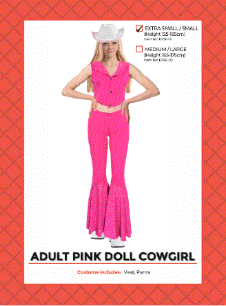 Adult Pink Doll Cowgirl Costume