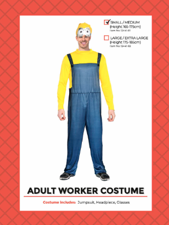 Adult Worker Boy Costume Small/Medium