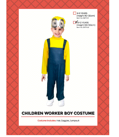 Worker Boy Costume 10-12 Years