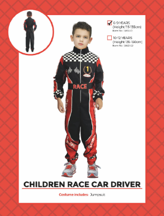 Childrens Race Car Driver Costume 6-9 Years