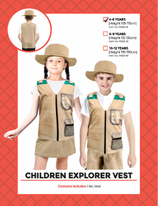 Childrens Explorer Vest And Hat Set 4-6 Years
