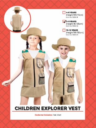 Childrens Explorer Vest And Hat Set 6-9 Years