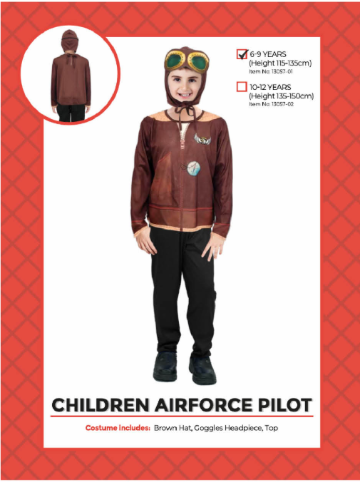 Children Air Force Pilot Costume 6-9 Years