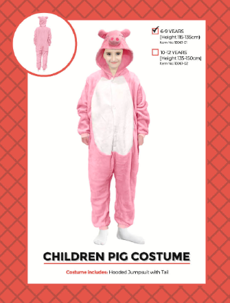 Childrens Piggy Onesie 6-9 Years