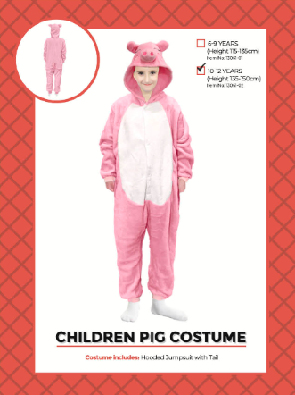Childrens Piggy Onesie 10-12 Years
