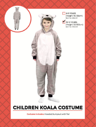 Childrens Koala Onesie 10-12 Years