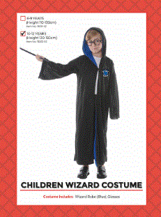 Children's Wizard Costume Blue 10-12 Years