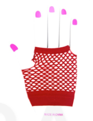 Fishnet Gloves Short Red