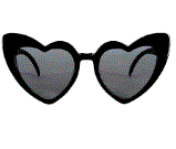 Party Glasses Perspex Heart - Black