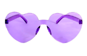 Party Glasses Perspex Heart - Purple