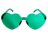 Party Glasses Perspex Heart - Green