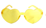 Party Glasses Perspex Heart - Yellow