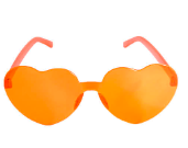 Party Glasses Perspex Heart - Orange