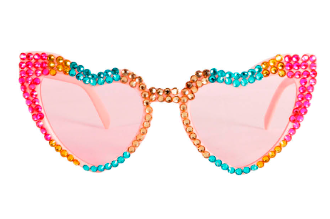 Diamante Pink/Rainbow Heart Glasses