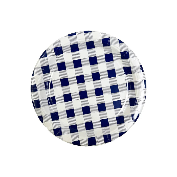 Blue Gingham 9"Paper Plates Pack Of 20