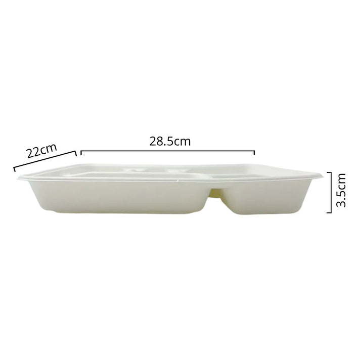 Bagasse 5 Compartment Tray -White