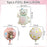 Pink bear foil balloon set contents diagram showing 5 pieces with measurements