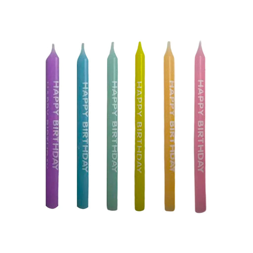 Pastel Happy Birthday Printed Candles 12 Pack