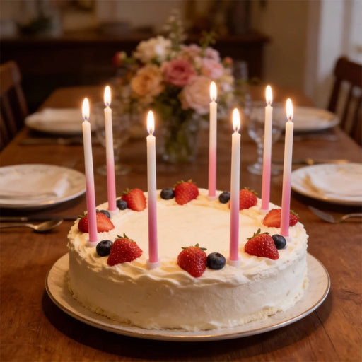 Pink Gradient Candles 12 Pieces 15cm
