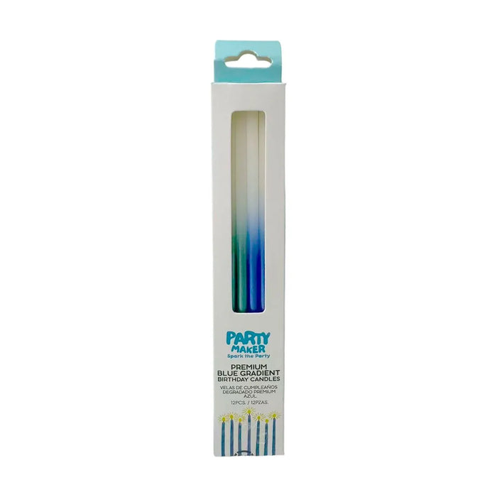 Blue Gradient Candles 12 Pieces 15cm