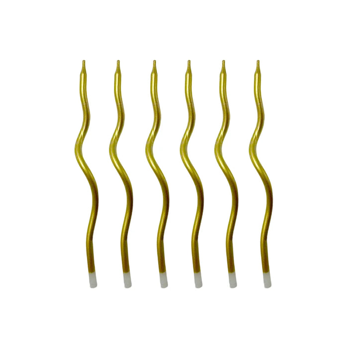 Metallic Gold Curved Birthday Candles 6 Pack