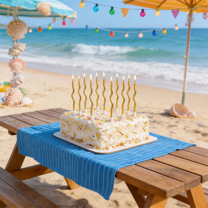 Metallic Gold Curved Birthday Candles 6 Pack
