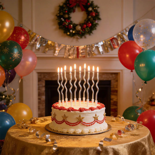 Metallic Silver Curved Birthday Candles 6 Pack