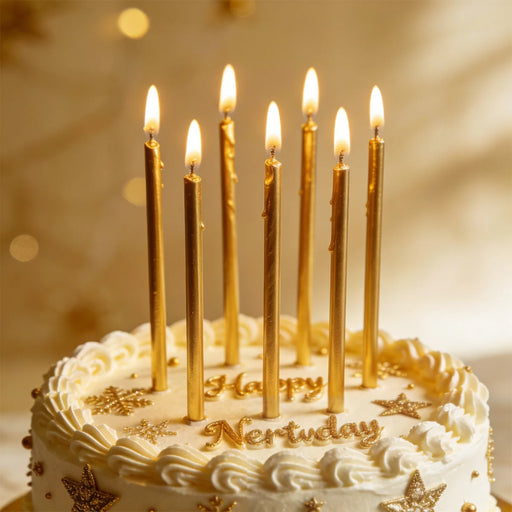 Metallic Gold Candles 6 Pack
