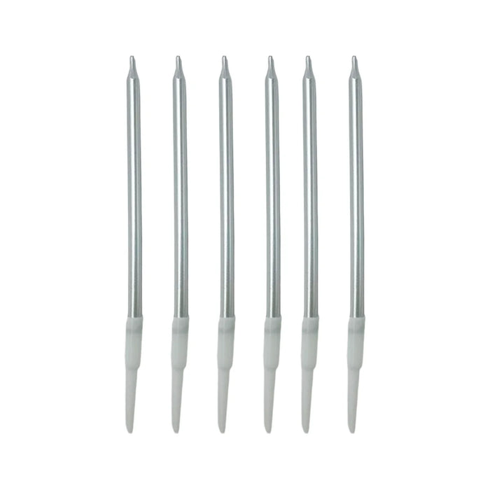 Metallic Silver Candles 6 Pack
