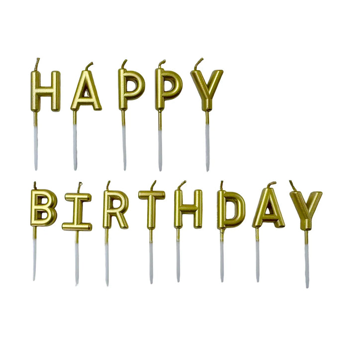 Happy Birthday Candles Gold  13 Letters
