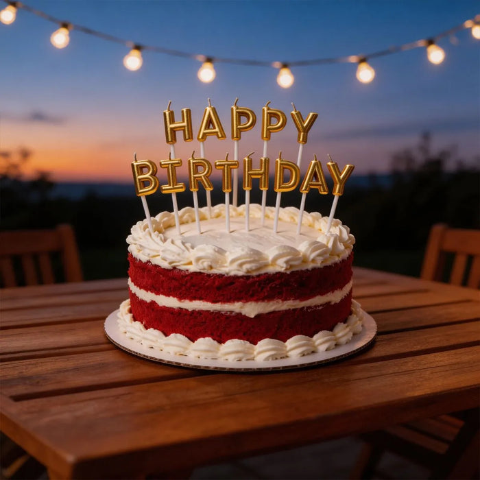 Happy Birthday Candles Gold  13 Letters
