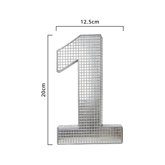 Silver disco mirror number 1 freestanding display
