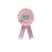 Bride To Be pink satin ribbon rosette badge on white background