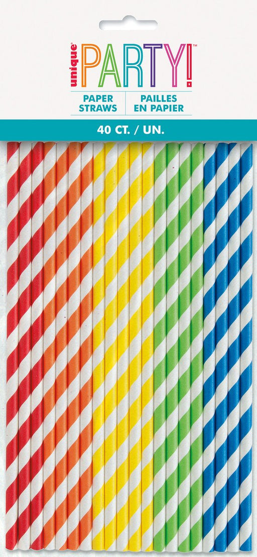 40 Paper Straws Assorted Colours
