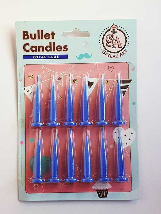 Royal Blue Bullet Candles 12pk