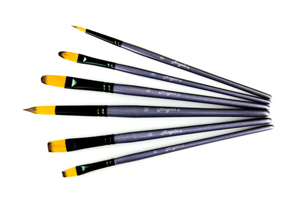Premium Paint Brush Set 007 6 Taklon Brushes