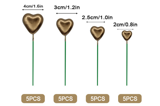 Gold Metallic Heart Toppers 20Pcs