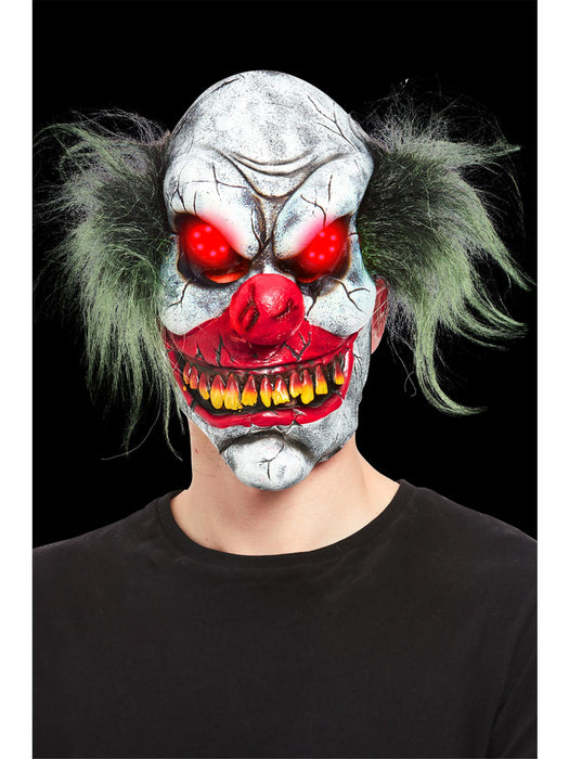 Evil Clown Half Mask, Latex with Light Up Eyes
