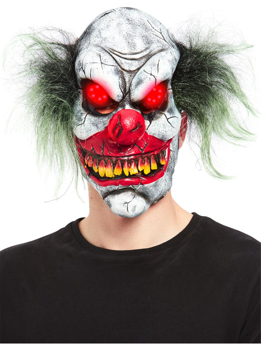 Evil Clown Half Mask, Latex with Light Up Eyes