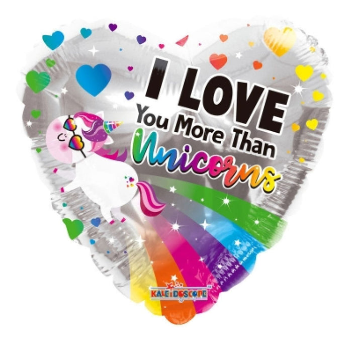 I Love You More Than Unicorns Heart Shape Foil 18'